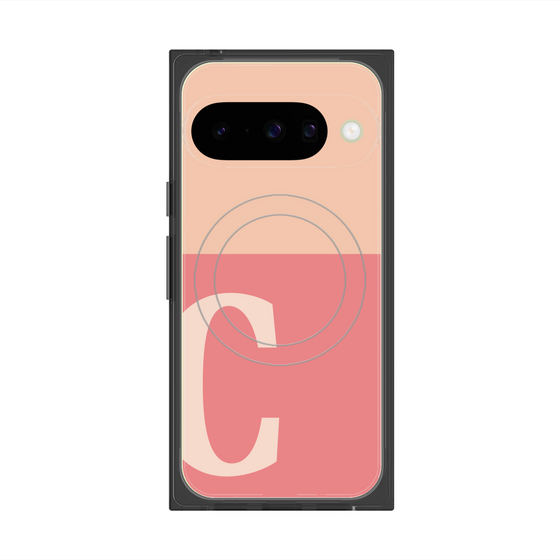 プレミアムスクエアケース with Pixelsnap［ オリジナル - initial two tone - C pink ］