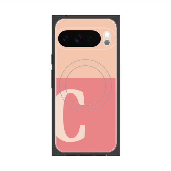 プレミアムスクエアケース with Pixelsnap［ オリジナル - initial two tone - C pink ］