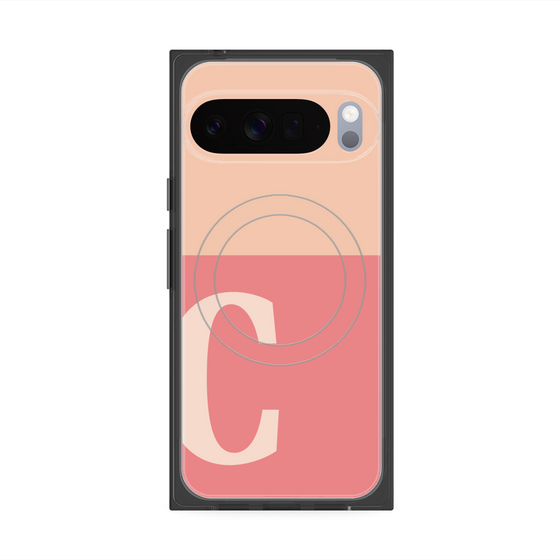 プレミアムスクエアケース with Pixelsnap［ オリジナル - initial two tone - C pink ］