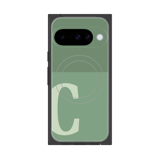 プレミアムスクエアケース with Pixelsnap［ オリジナル - initial two tone - C green ］