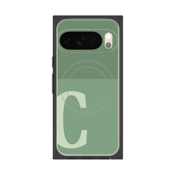 プレミアムスクエアケース with Pixelsnap［ オリジナル - initial two tone - C green ］