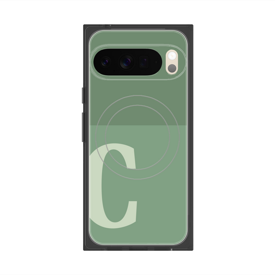 プレミアムスクエアケース with Pixelsnap［ オリジナル - initial two tone - C green ］