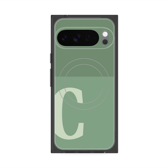 プレミアムスクエアケース with Pixelsnap［ オリジナル - initial two tone - C green ］