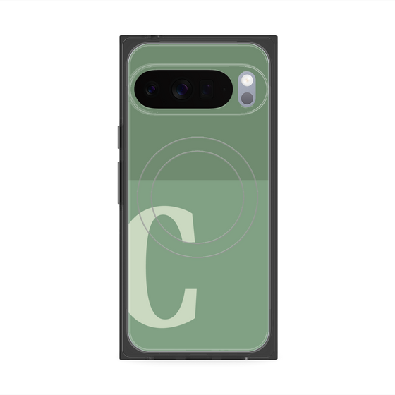 プレミアムスクエアケース with Pixelsnap［ オリジナル - initial two tone - C green ］
