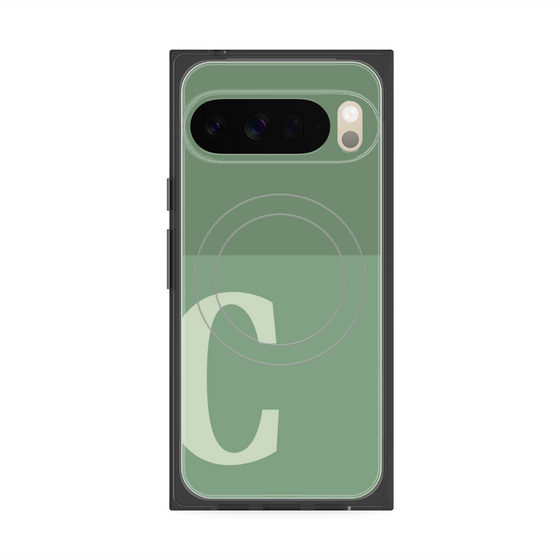 プレミアムスクエアケース with Pixelsnap［ オリジナル - initial two tone - C green ］
