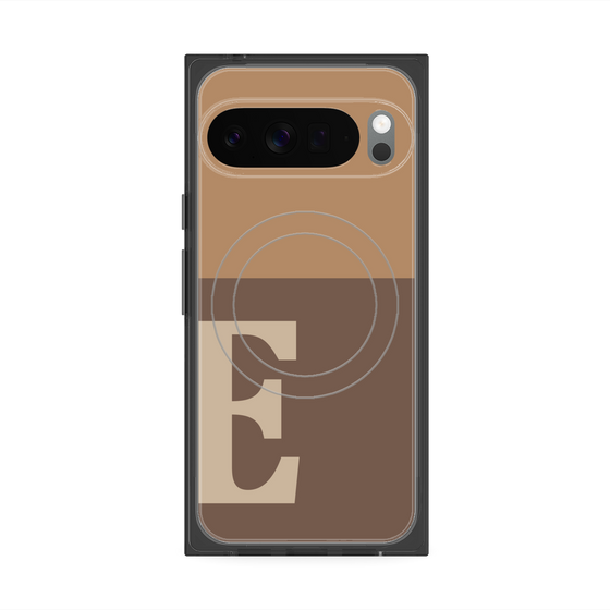 プレミアムスクエアケース with Pixelsnap［ オリジナル - initial two tone - E brown ］