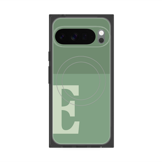 プレミアムスクエアケース with Pixelsnap［ オリジナル - initial two tone - E green ］