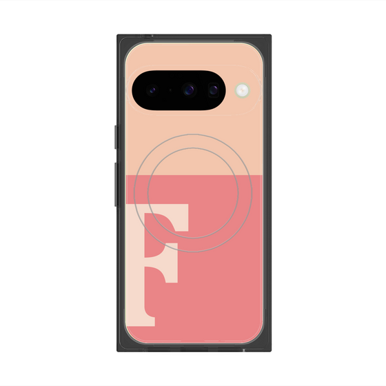 プレミアムスクエアケース with Pixelsnap［ オリジナル - initial two tone - F pink ］