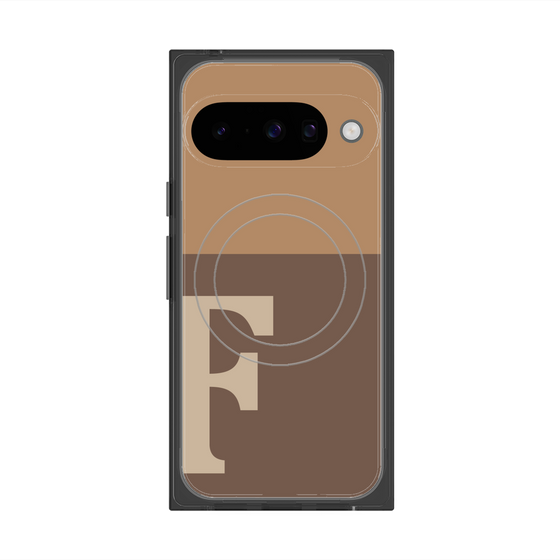 プレミアムスクエアケース with Pixelsnap［ オリジナル - initial two tone - F brown ］