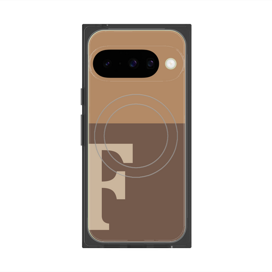 プレミアムスクエアケース with Pixelsnap［ オリジナル - initial two tone - F brown ］