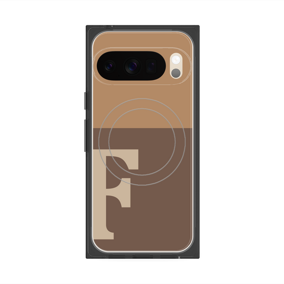 プレミアムスクエアケース with Pixelsnap［ オリジナル - initial two tone - F brown ］