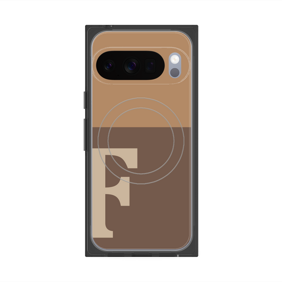 プレミアムスクエアケース with Pixelsnap［ オリジナル - initial two tone - F brown ］