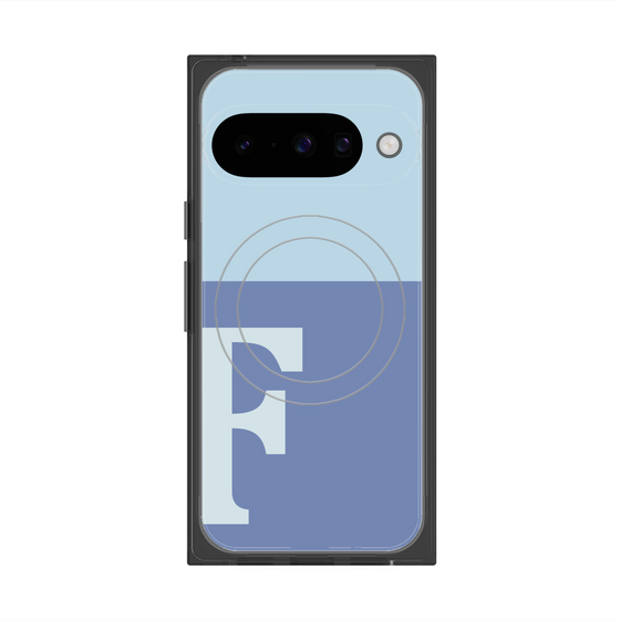 プレミアムスクエアケース with Pixelsnap［ オリジナル - initial two tone - F blue ］
