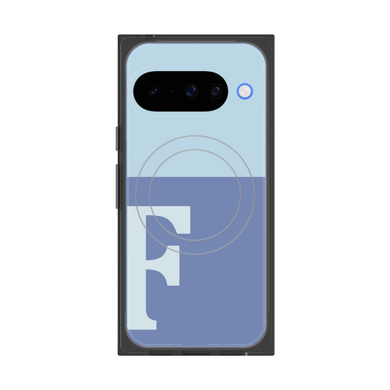 プレミアムスクエアケース with Pixelsnap［ オリジナル - initial two tone - F blue ］