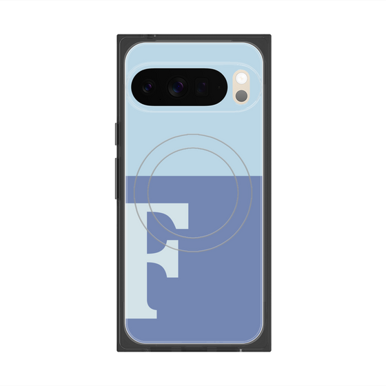 プレミアムスクエアケース with Pixelsnap［ オリジナル - initial two tone - F blue ］