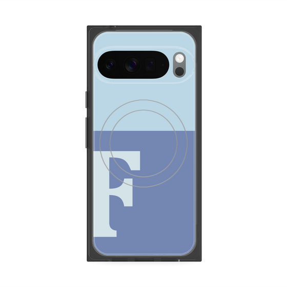 プレミアムスクエアケース with Pixelsnap［ オリジナル - initial two tone - F blue ］