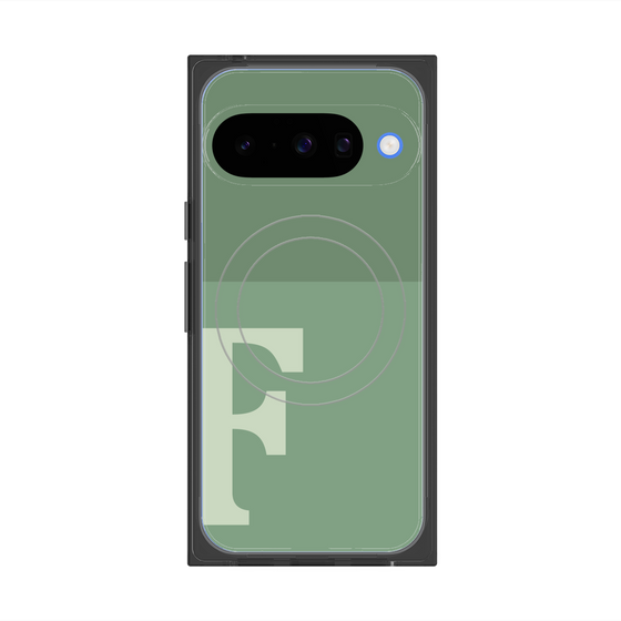 プレミアムスクエアケース with Pixelsnap［ オリジナル - initial two tone - F green ］