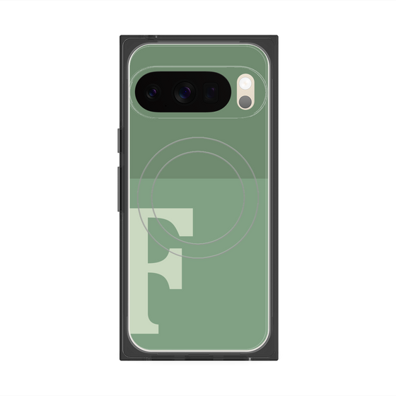 プレミアムスクエアケース with Pixelsnap［ オリジナル - initial two tone - F green ］