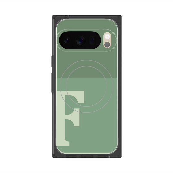 プレミアムスクエアケース with Pixelsnap［ オリジナル - initial two tone - F green ］