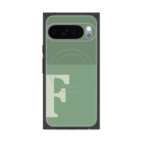 プレミアムスクエアケース with Pixelsnap［ オリジナル - initial two tone - F green ］