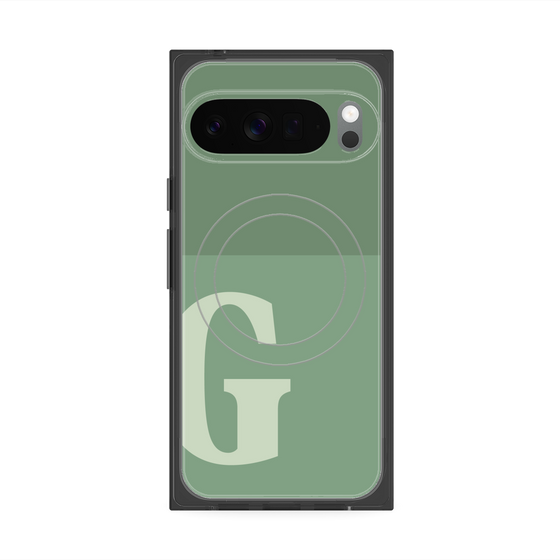 プレミアムスクエアケース with Pixelsnap［ オリジナル - initial two tone - G green ］