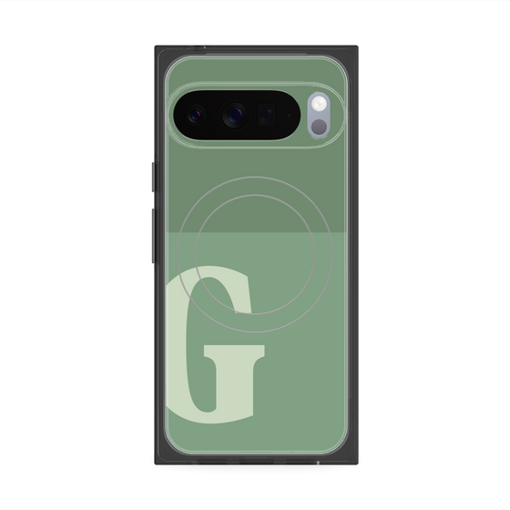 プレミアムスクエアケース with Pixelsnap［ オリジナル - initial two tone - G green ］
