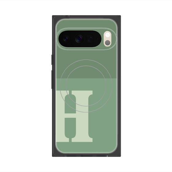 プレミアムスクエアケース with Pixelsnap［ オリジナル - initial two tone - H green ］