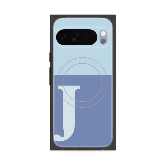 プレミアムスクエアケース with Pixelsnap［ オリジナル - initial two tone - J blue ］