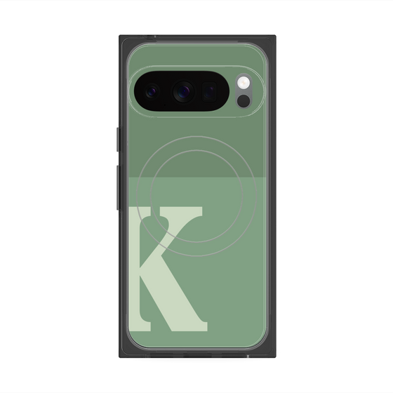 プレミアムスクエアケース with Pixelsnap［ オリジナル - initial two tone - K green ］