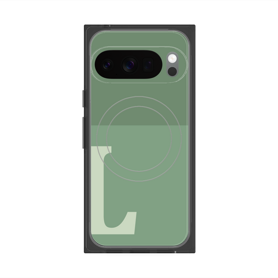 プレミアムスクエアケース with Pixelsnap［ オリジナル - initial two tone - L green ］