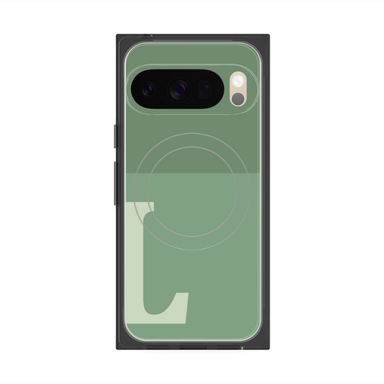プレミアムスクエアケース with Pixelsnap［ オリジナル - initial two tone - L green ］