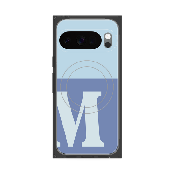 プレミアムスクエアケース with Pixelsnap［ オリジナル - initial two tone - M blue ］
