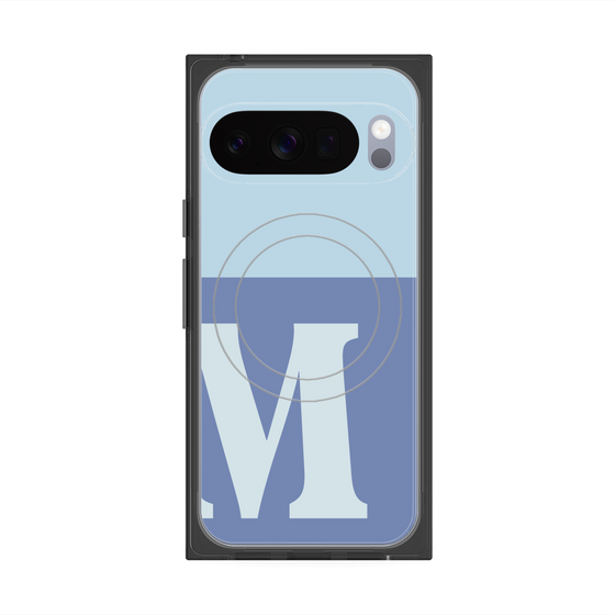 プレミアムスクエアケース with Pixelsnap［ オリジナル - initial two tone - M blue ］
