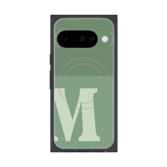 プレミアムスクエアケース with Pixelsnap［ オリジナル - initial two tone - M green ］