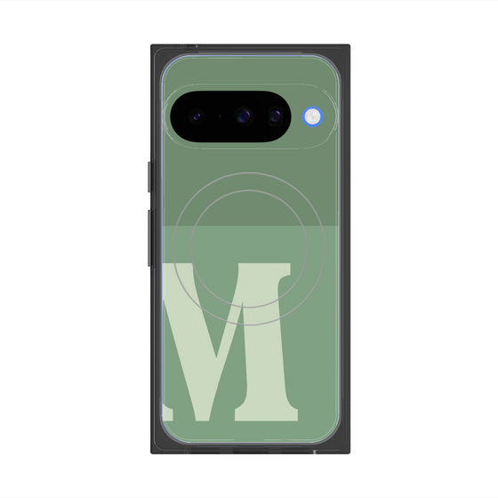 プレミアムスクエアケース with Pixelsnap［ オリジナル - initial two tone - M green ］