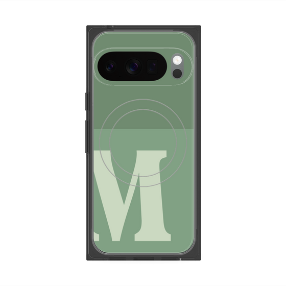 プレミアムスクエアケース with Pixelsnap［ オリジナル - initial two tone - M green ］