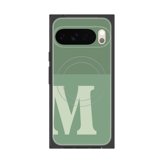 プレミアムスクエアケース with Pixelsnap［ オリジナル - initial two tone - M green ］