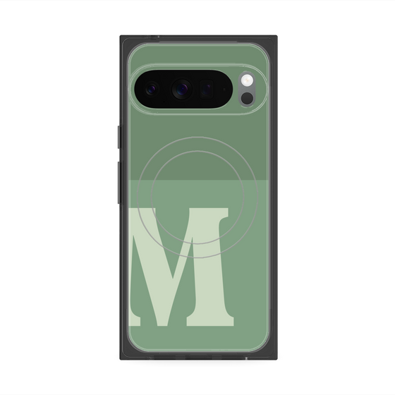 プレミアムスクエアケース with Pixelsnap［ オリジナル - initial two tone - M green ］