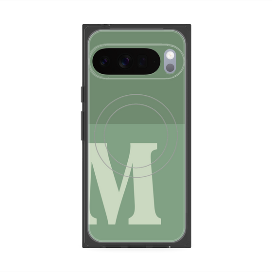 プレミアムスクエアケース with Pixelsnap［ オリジナル - initial two tone - M green ］
