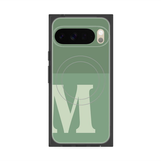 プレミアムスクエアケース with Pixelsnap［ オリジナル - initial two tone - M green ］