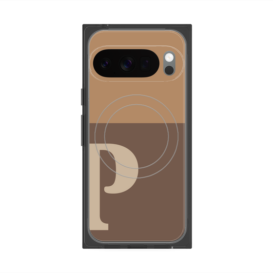 プレミアムスクエアケース with Pixelsnap［ オリジナル - initial two tone - P brown ］