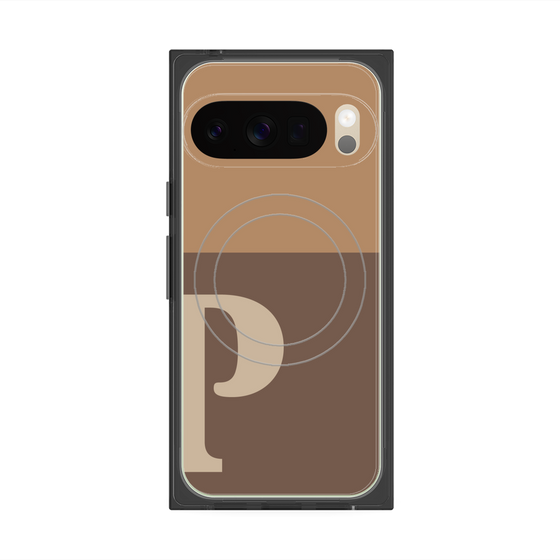 プレミアムスクエアケース with Pixelsnap［ オリジナル - initial two tone - P brown ］