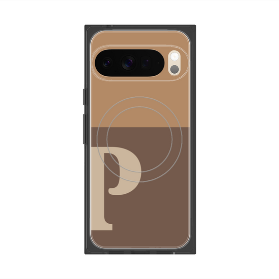 プレミアムスクエアケース with Pixelsnap［ オリジナル - initial two tone - P brown ］