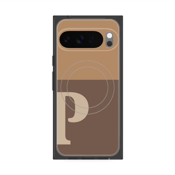プレミアムスクエアケース with Pixelsnap［ オリジナル - initial two tone - P brown ］