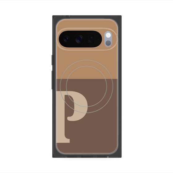 プレミアムスクエアケース with Pixelsnap［ オリジナル - initial two tone - P brown ］