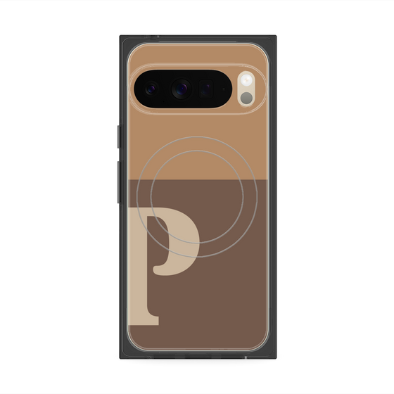 プレミアムスクエアケース with Pixelsnap［ オリジナル - initial two tone - P brown ］