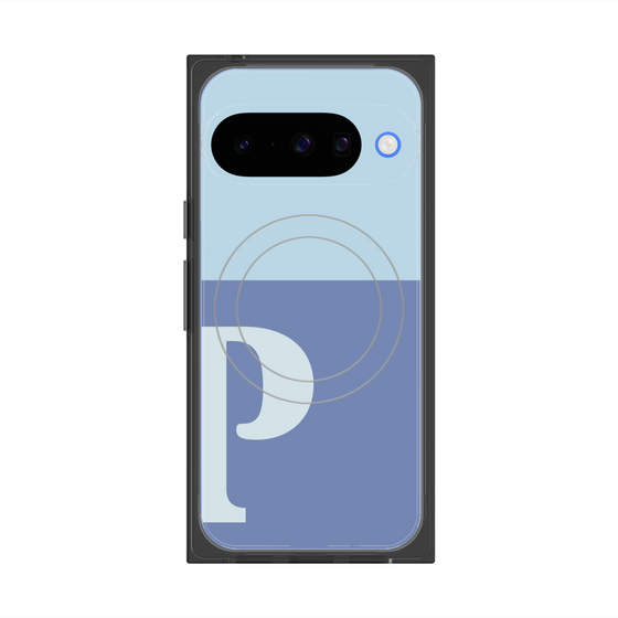 プレミアムスクエアケース with Pixelsnap［ オリジナル - initial two tone - P blue ］