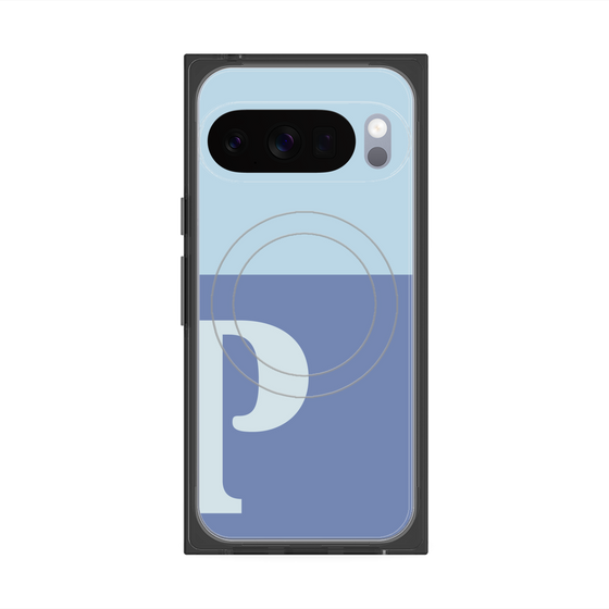 プレミアムスクエアケース with Pixelsnap［ オリジナル - initial two tone - P blue ］