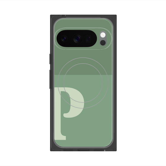 プレミアムスクエアケース with Pixelsnap［ オリジナル - initial two tone - P green ］