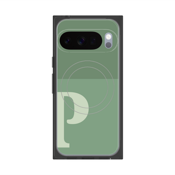 プレミアムスクエアケース with Pixelsnap［ オリジナル - initial two tone - P green ］